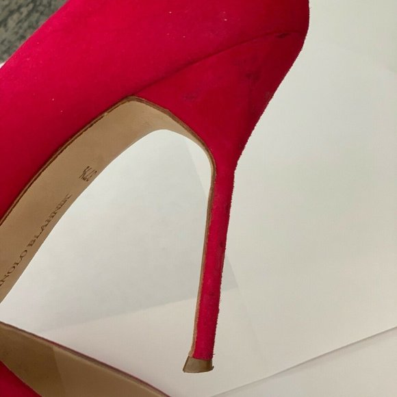 Manolo Blahnik - Hot Pink Heels (Suede Size 7.5) - Picture 8 of 14